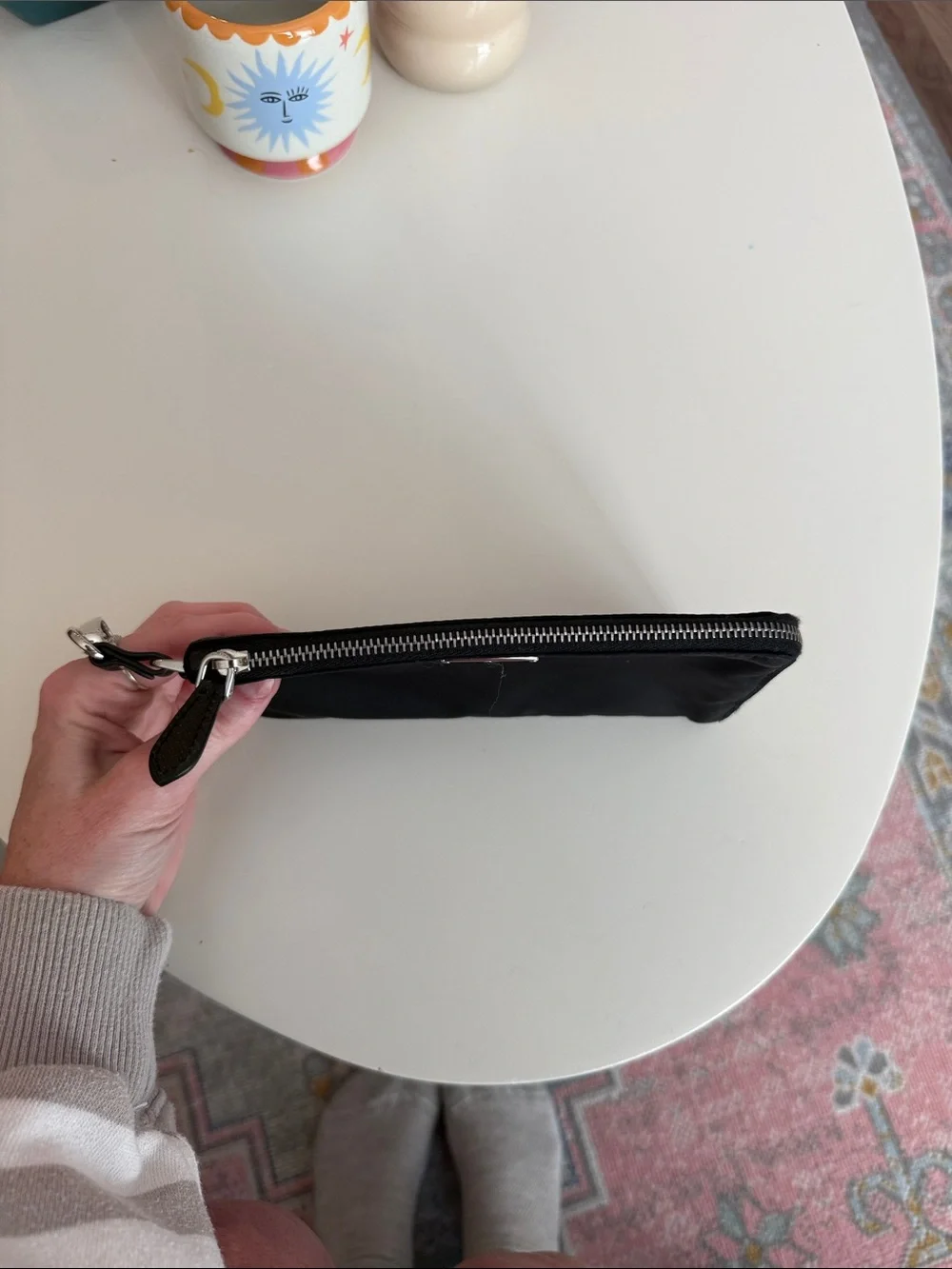 Prada Black Nylon Zip Wristlet / Pouch Wallet